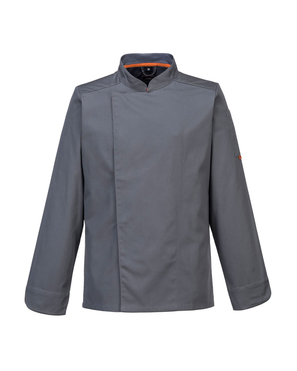 C838 Gray Front Προϊόν Σακάκι Σεφ Μακρυμάνικο Meshair Pro C838 - Portwest Σακάκι σεφ MeshAir Pro C838 της Portwest γκρί
