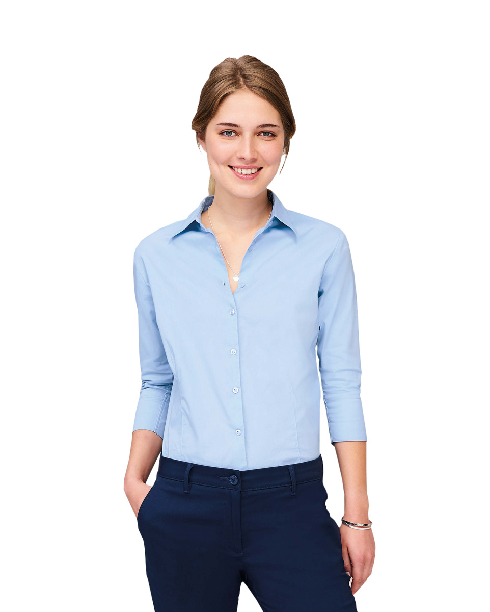 Effect Bright Sky Προϊόν Πουκάμισο Γυναικείο Effect - Sol'S Πουκάμισο γυναικείο Stretch Effect της Sol's γαλάζιο