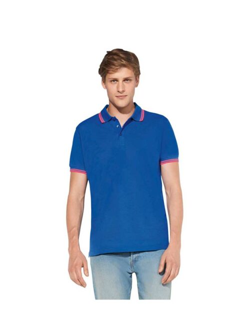 ανδρική μπλούζα polo Pasadena από την Sol's μπλέ με πορτοκαλί